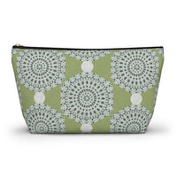 Lace Hexagon Accessory Pouch w T-bottom in Green
